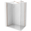 Mexen Kioto-X zuhanyfal Walk-in 160 x 70 cm, átlátszó 10 mm, kefe hatású réz - 800-160-202-65-00-070-X