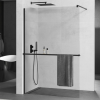 Mexen Kioto+ zuhanyfal polccal és korláttal 140 x 200 cm, Átlátszó 8 mm, Fekete - 800-140-121-70-00