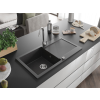 Mexen Leo  konyhai mosogató gránit 1 medence+csepegtetö+ pop up szifon  90 x 50 cm, fekete köhatasu - 6501901010-76 1 medencés