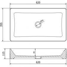 Mexen Nadia munkalapi mosdó 60 x 35 cm, Világosszürke matt- 21616061 szaniter