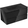Mexen Orio 90 cm-es fürdőszobai szekrény mosdóval Vela, 2 fiók, fekete fényes/fekete matt - 91A10-09047-2-BFF70-W23M71