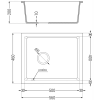 Mexen Pedro 1-medencés gránit mosogató 560 x 460 mm, Fekete, szifon Fekete - 6508561000-77-B