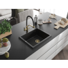 Mexen Pedro  konyhai mosogató gránit 1 medence+ pop up szifon 560 x 460 mm, fekete , szifon  arany  - 6508561000-77-G 1 medencés