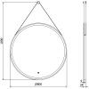 Mexen Reni megvilágított fürdőszobai tükör, kerek 80 cm, LED 6000K, anti-pára, fekete szegély - 9812-080-080-611-70