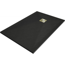 Mexen Stone+ kompozit zuhanyzó 80 x 70 cm, fekete, arany takaróval - 44707080-G kád, zuhanykabin