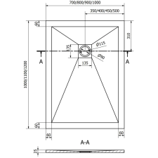Mexen Stone+ szögletes kompozit zuhanytálca 100 x 70 cm, Szürke-beton - 44617010 fürdőkellék