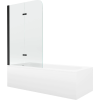 Mexen Vega téglalap alakú kád 150 x 70 cm burkolattal és 2 szárnyú paravánnal 100 cm, átlátszó, fekete