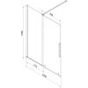 Mexen Velar 2 szárnyas kádparaván mozgatható 150 x 150 cm, Átlátszó, Fekete - 896-150-000-01-70