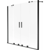 Mexen Velar Duo 2-szárnyú tolófürdőkád paraván 160 x 150 cm, zúzmarás, fekete - 896-160-000-32-70
