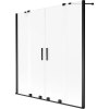 Mexen Velar Duo kétszárnyú toló kádparaván, 140 x 150 cm, fagyos, fekete - 896-140-000-32-70