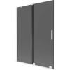 Mexen Velar kétszárnyú, 130 x 150 cm-es, grafit, fehér tolóajtós fürdőszobai paraván - 896-130-000-41-20