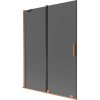 Mexen Velar kétszárnyú, 130 x 150 cm-es tolóajtós fürdőszobai paraván, grafit, kefélt réz - 896-130-000-41-65