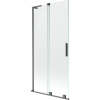 Mexen Velar L 2-szárnyú toló fürdőszobai paraván 90 x 150 cm, átlátszó, gun gray kefélt - 896-090-003-01-66