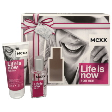 Mexx Life Is Now for Her Ajándékszett, Eau de Toilette 15ml + Body Milk 50ml, női kozmetikai ajándékcsomag