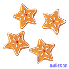  Mézeskalács dísz szett, polirezin, 4 x 3cm, kreatív felhasználásra - csillag dekorációs kellék