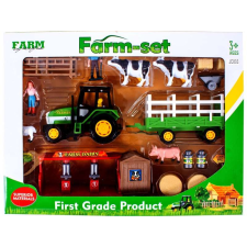  Mezőgazdasági készlet traktorral és figurákkal autópálya és játékautó
