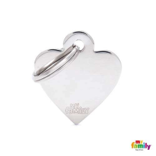  MF SMALL HEART CHROMED BRASS 2,8x2,5cm gravírozható biléta nyakörv, póráz, hám kutyáknak