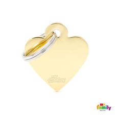  MF SMALL HEART GOLDEN BRASS 2,8x2,5cm gravírozható biléta nyakörv, póráz, hám kutyáknak