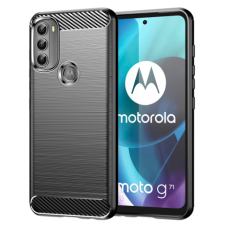 MG Carbon Case Flexible szilikon tok Motorola Moto G71 5G, fekete tok és táska