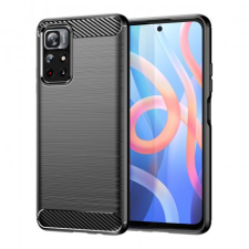 MG Carbon Case Flexible szilikon tok Xiaomi Poco M4 Pro 5G, fekete tok és táska