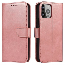 MG Magnet bőr könyvtok iPhone 13 Pro, rózsaszín tok és táska