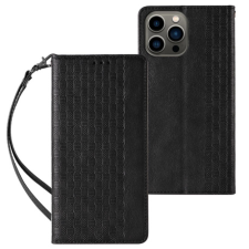 MG Magnet Strap bőr könyvtok iPhone 12 Pro, fekete tok és táska
