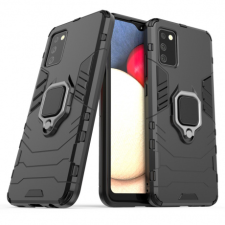 MG Ring Armor műanyag tok Samsung Galaxy A03s, fekete tok és táska