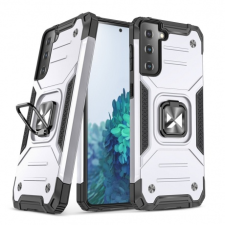 MG Ring Armor műanyag tok Samsung Galaxy S21 Plus 5G, ezüst tok és táska