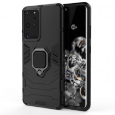 MG Ring Armor műanyag tok Samsung Galaxy S22 Ultra, fekete tok és táska