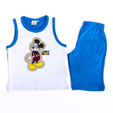 Mickey egér kisfiú pamut nyári együttes - trikó-rövidnadrág szett - középkék - 122 gyerek ruha szett