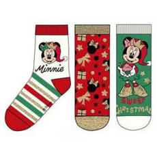 Mickey és Minnie gyerek zokni 3 pár/csomag - Fehér csíkos, Piros mintás, Zöld - 31-34