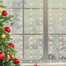  Micro LED-es fényfüggöny, beltéri, 3x2m, 10 füzér / 20LED, melegfehér, 8pr. karácsonyfa izzósor