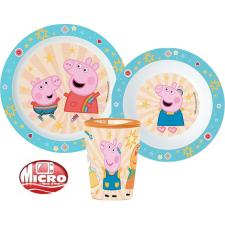 Micro Peppa malac étkészlet, micro műanyag szett, pohárral 260 ml babaétkészlet