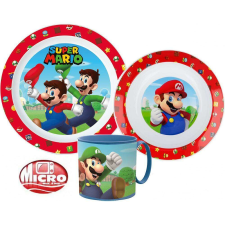 Micro Super Mario étkészlet bögrével, micro műanyag szett babaétkészlet