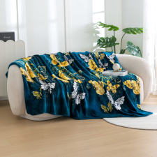  Mikroplüss takaró ARANY ÉS FEHÉR PILLANGÓ, sötétzöld Méret: 200 x 220 cm lakástextília