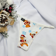  Mikulásos-Karácsonyi TANGA fehér macis női alsó