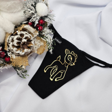  Mikulásos-Karácsonyi TANGA fekete őzikés-bambis