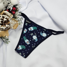  Mikulásos-Karácsonyi TANGA kék manós női alsó