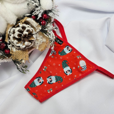  Mikulásos-Karácsonyi TANGA piros manós női alsó