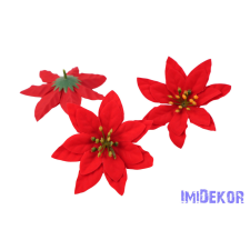  Mikulásvirág bársonyos fej D11cm - Piros dekorációs kellék