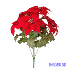  Mikulásvirág csokor, 36cm magas - Piros dekorációs kellék