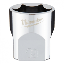 Milwaukee FOUR FLAT™ oldalú 3/8"-os dugókulcs fej, rövid, 6-lapú, 19 mm dugókulcs