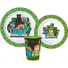 Minecraft Creeper étkészlet, micro műanyag szett, pohárral 260 ml babaétkészlet