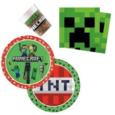  Minecraft Green party szett 36 db-os 23 cm-es tányérral party kellék