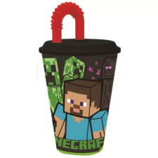 Minecraft Minecraft Szívószálas pohár, műanyag 430 ml üdítős pohár