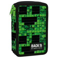 Minecraft mintás tolltartó, 2 emeletes, töltött, BackUp, 2025, DW64, zöld-fekete tolltartó