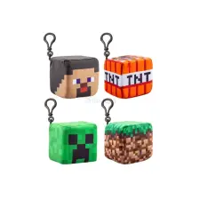  Minecraft plüss kocka kulcstartó 8 cm figurával, 4 féle plüssfigura