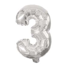  Mini 3-as Silver szám Fólia lufi 31 cm party kellék