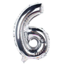  Mini 6-os Silver szám Fólia lufi 35 cm party kellék