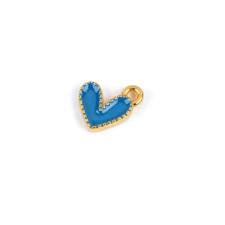 Mini dekoratív szív medál 10 x 10 mm, arany kék medál